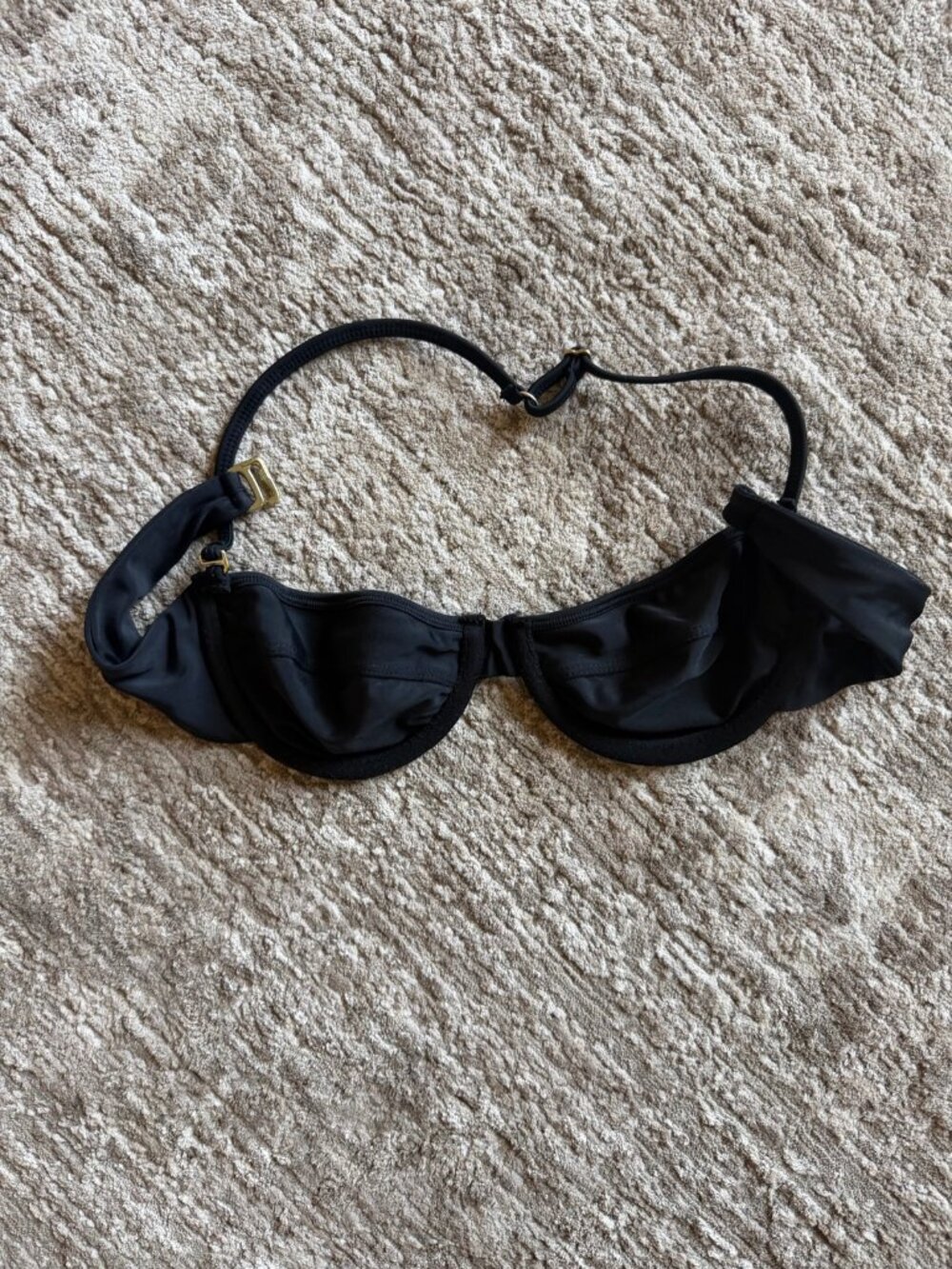 Tori Praver Black Balconette Bikini Top - S